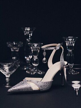 JW PEI Silver Crystal-Ankle D'Orsay Pumps